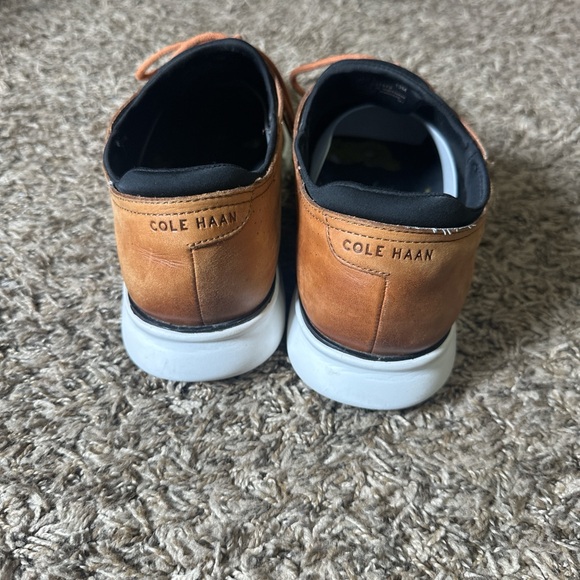 Cole Haan Men's Tan Perforated Leather Oxfords with White Sole Size 13M - Picture 4 of 8